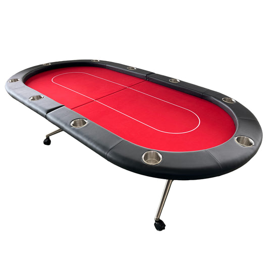 Poker Table Foldable 94 Inches for 10 Players Casion Game Style with Scroll Wheels
