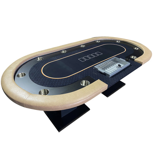 INO Design 96" Premium Poker Table for 10 Player Casino Games with Speed Cloth Dimmable LED Dropbox Chips Tray Cup Holders