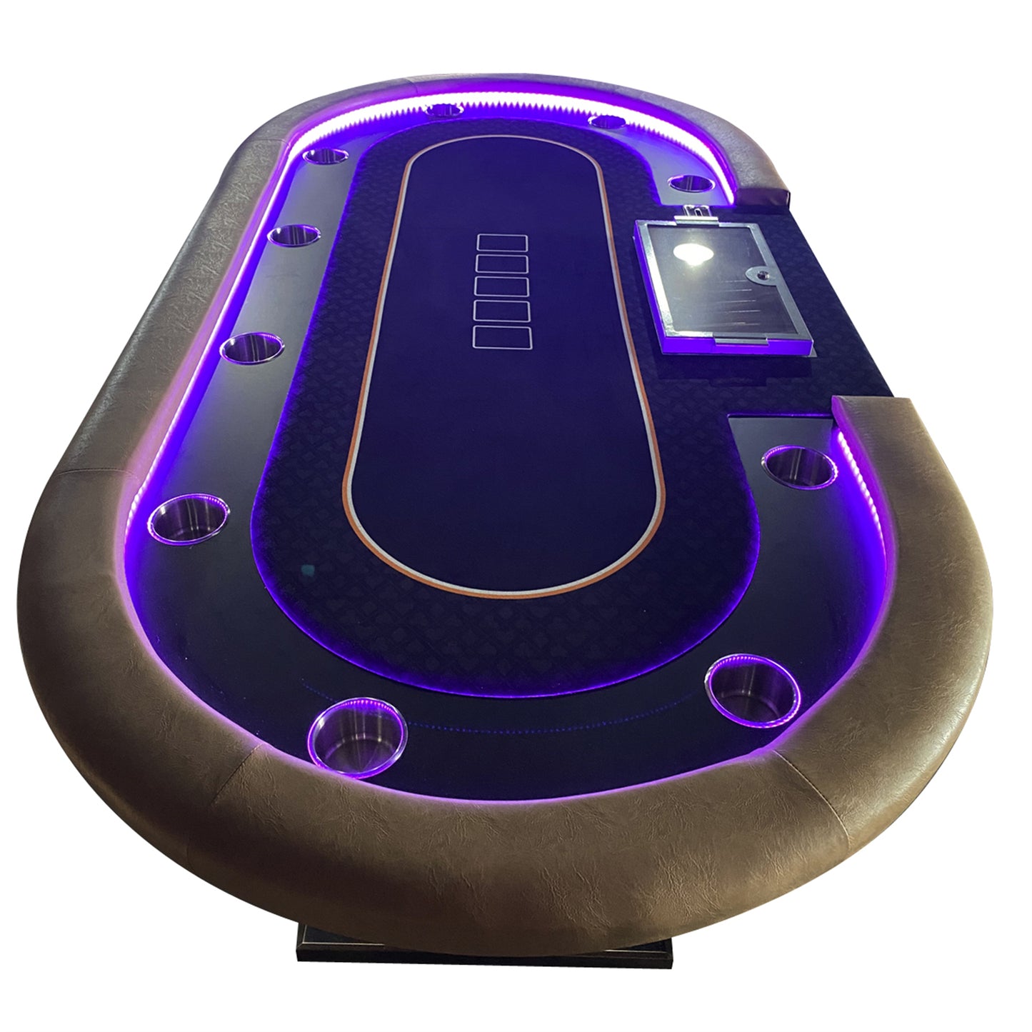 INO Design 96" Premium Poker Table for 10 Player Casino Games with Speed Cloth Dimmable LED Dropbox Chips Tray Cup Holders