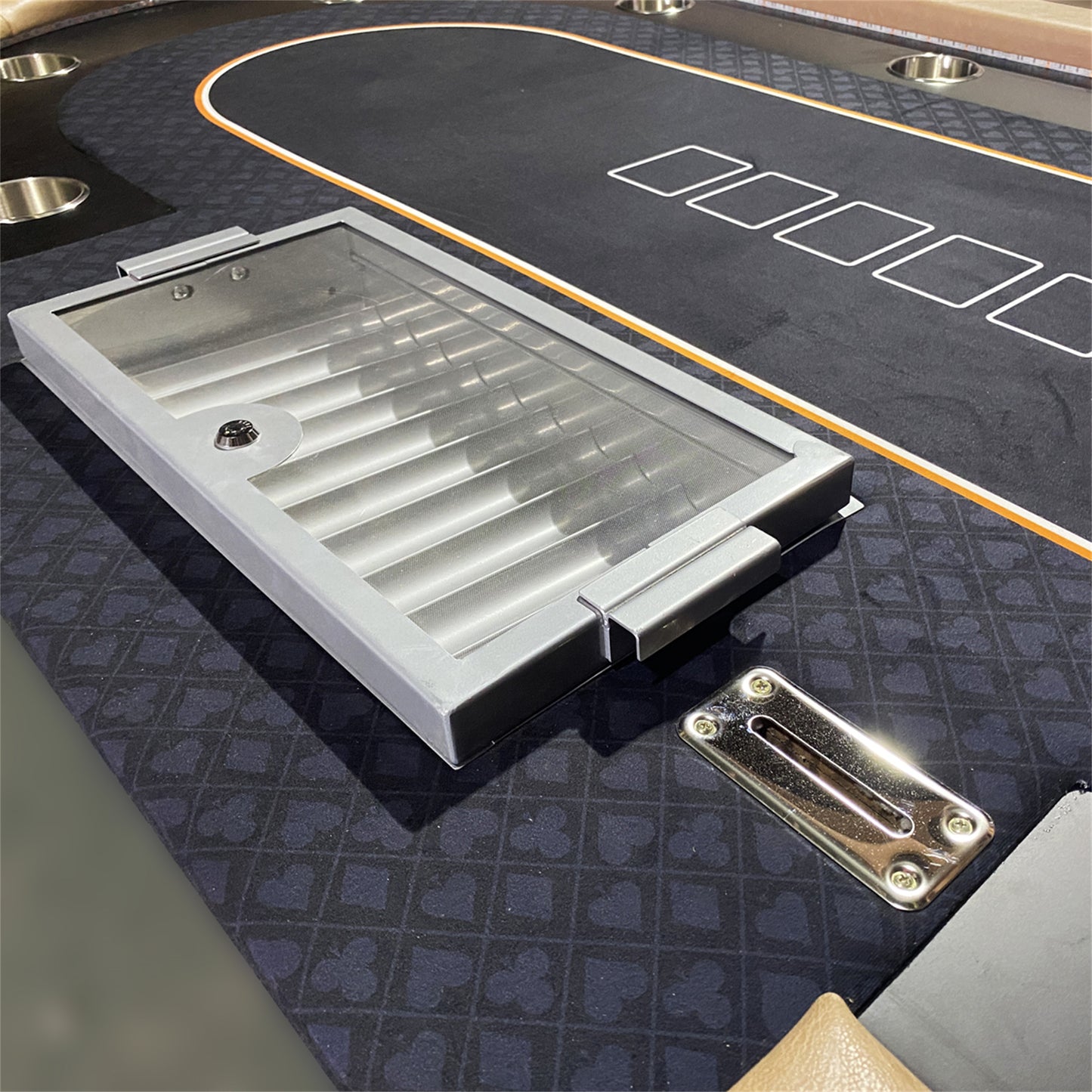 INO Design 96" Premium Poker Table for 10 Player Casino Games with Speed Cloth Dimmable LED Dropbox Chips Tray Cup Holders