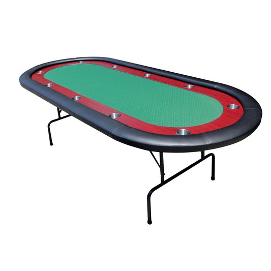 96" Folding Poker Table Light Series Game Table with Wooden Texture Racetrack Felt Foldable