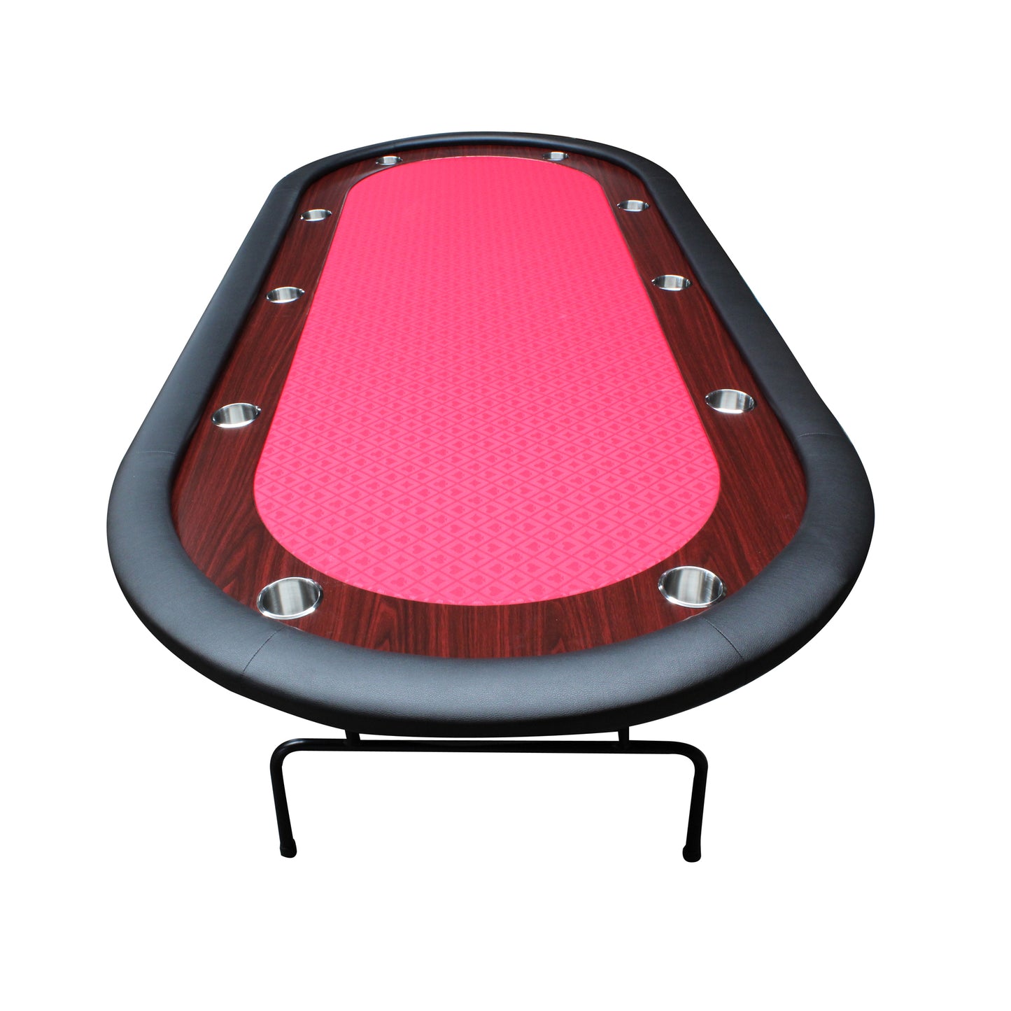 96" Folding Poker Table Light Series Game Table with Wooden Texture Racetrack Felt Foldable