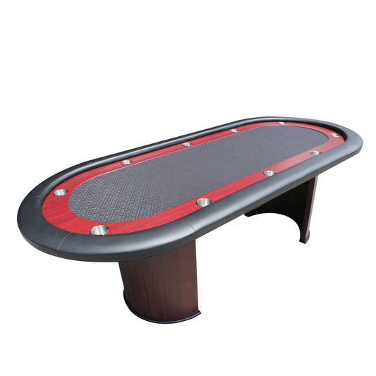 INO Design 96" Poker Table Oval for 10 Players with Speed Cloth Wooden Texture Racetrack Luna Legs