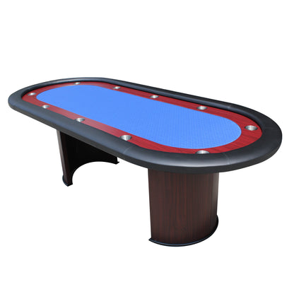 INO Design 96" Poker Table Oval for 10 Players with Speed Cloth Wooden Texture Racetrack Luna Legs