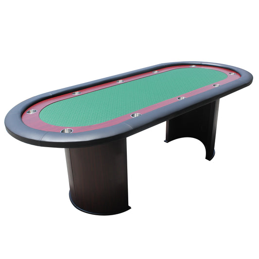 INO Design 96" Poker Table Oval for 10 Players with Speed Cloth Wooden Texture Racetrack Luna Legs