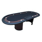 INO Design 96" Poker Table Oval Casino Game Table with Speed Cloth Wooden Texture Racetrack Luna Legs Tray Dropbox