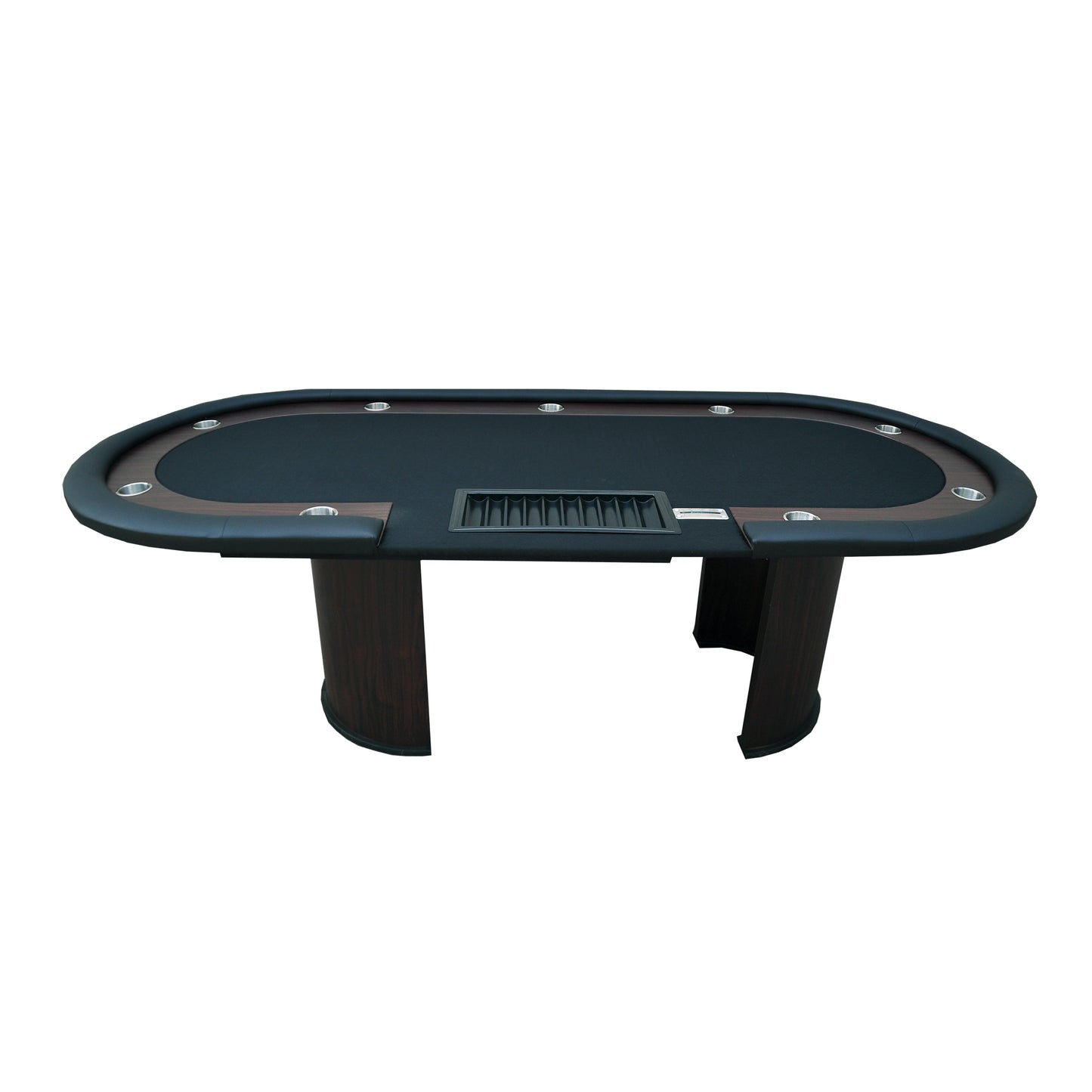 INO Design 96" Poker Table Oval Casino Game Table with Speed Cloth Wooden Texture Racetrack Luna Legs Tray Dropbox