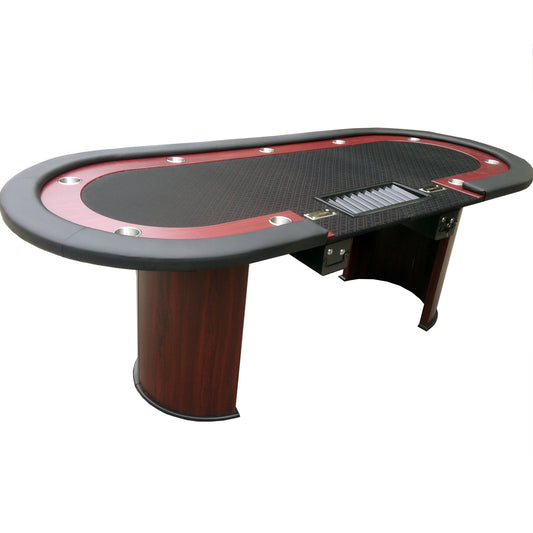 INO Design 96" Luna Ultra Poker Table with Speed Cloth Racetrack Chip Tray Double DropBox Wooden Legs