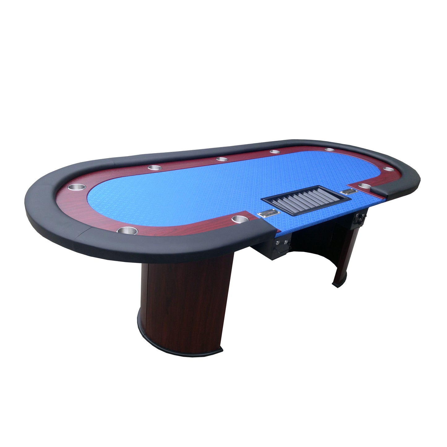 INO Design 96" Luna Ultra Poker Table with Speed Cloth Racetrack Chip Tray Double DropBox Wooden Legs