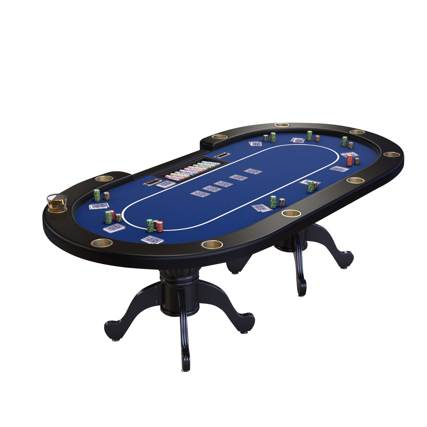 INO Design 96" Poker Table for 10 Players Texas Holdem Casino Game Premium Aura with Waterproof Surface