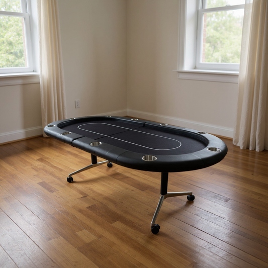 Poker Table Foldable 94 Inches for 10 Players Casion Game Style with Scroll Wheels