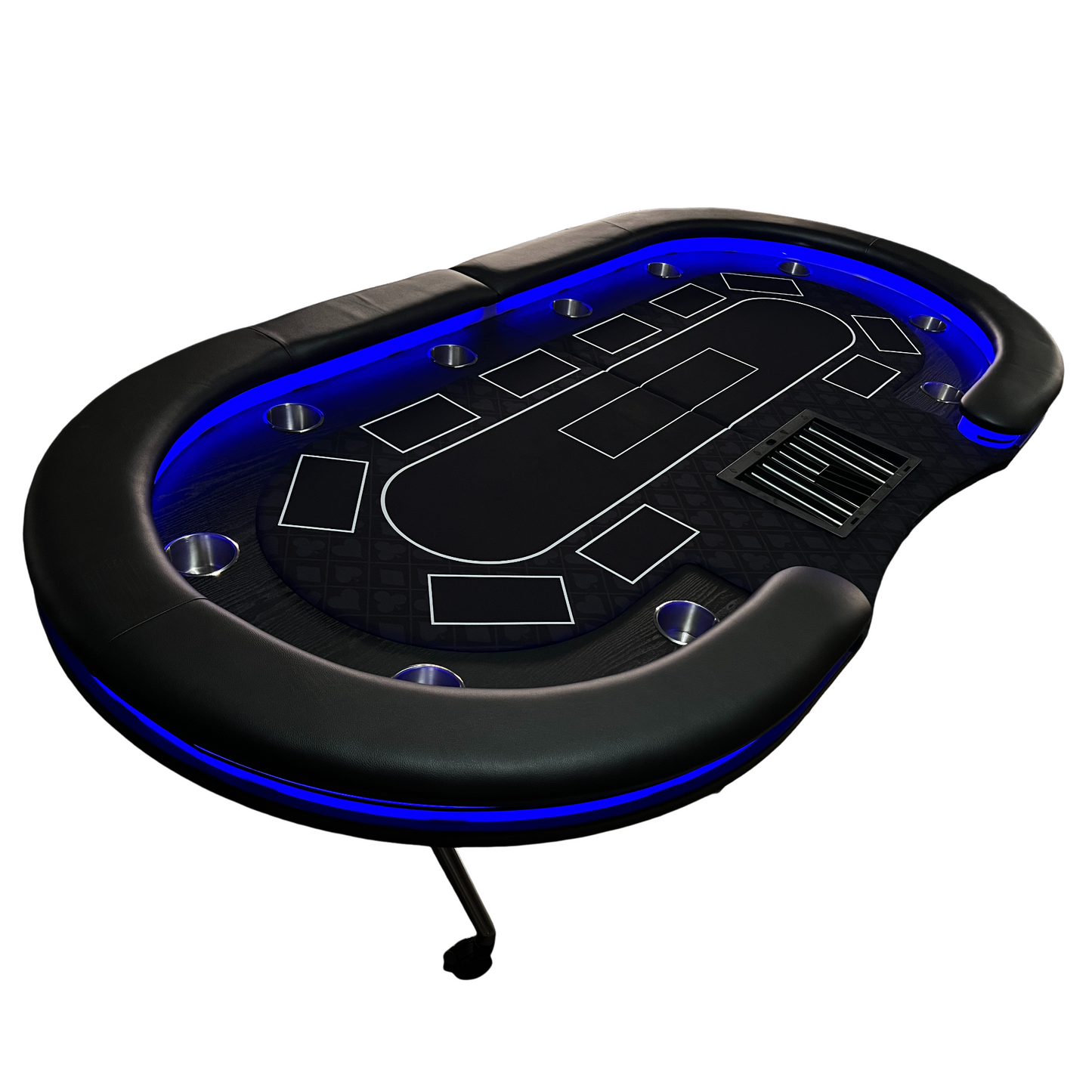95-inch Foldable Poker Table for 10 Players with Wheels and LED
