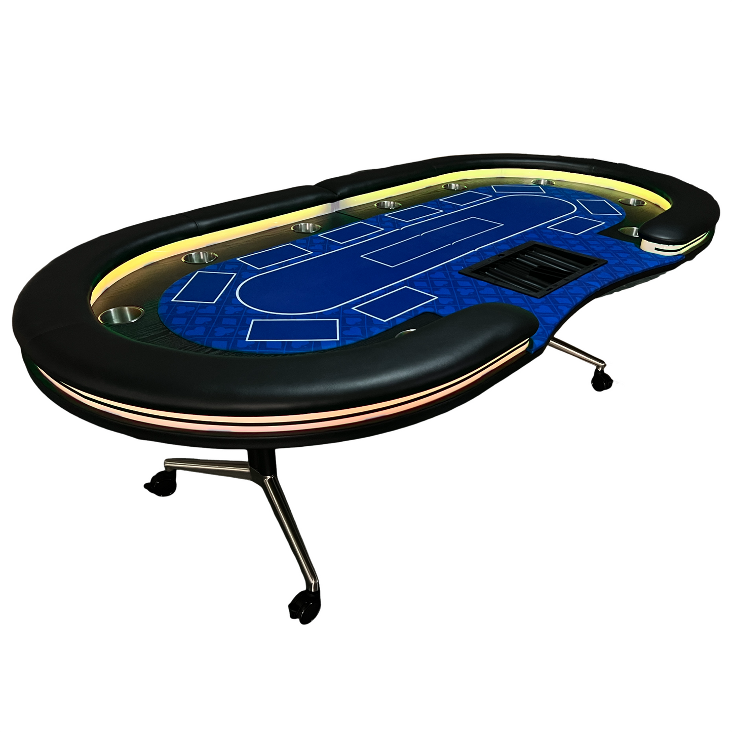 95-inch Foldable Poker Table for 10 Players with Wheels and LED