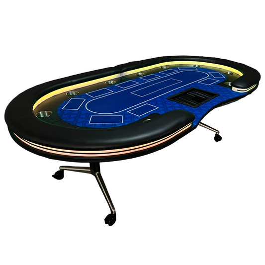 95-inch Foldable Poker Table for 10 Players with Wheels and LED