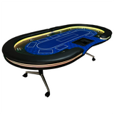 95-inch Foldable Poker Table for 10 Players with Wheels and LED