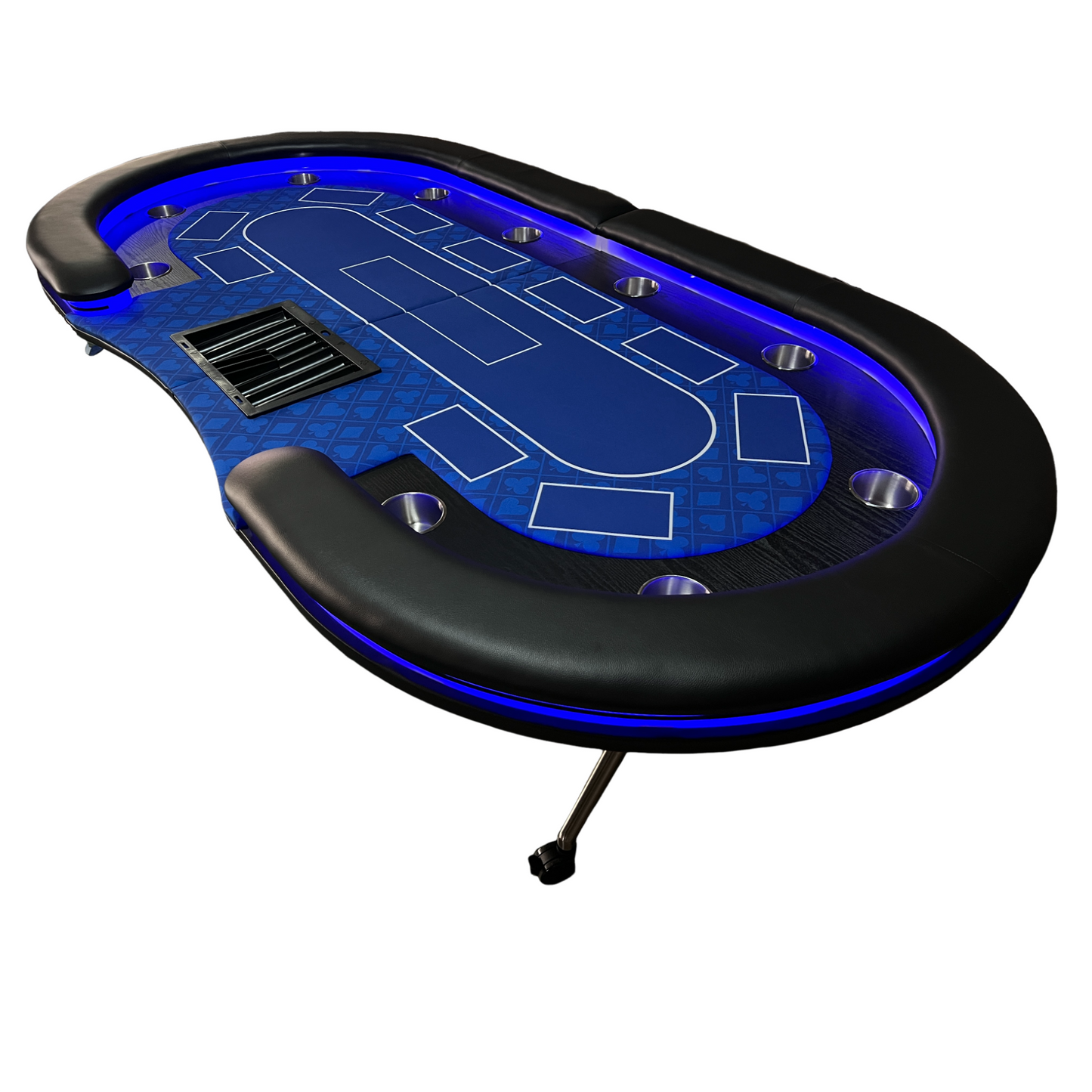 95-inch Foldable Poker Table for 10 Players with Wheels and LED