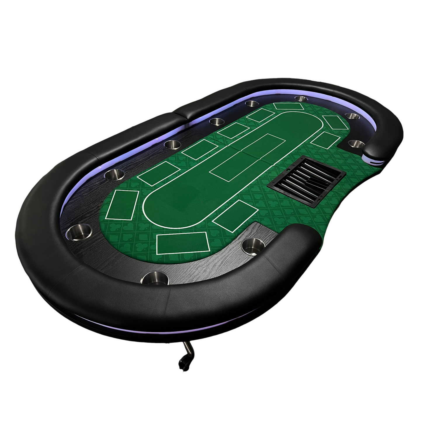 95-inch Foldable Poker Table for 10 Players with Wheels and LED