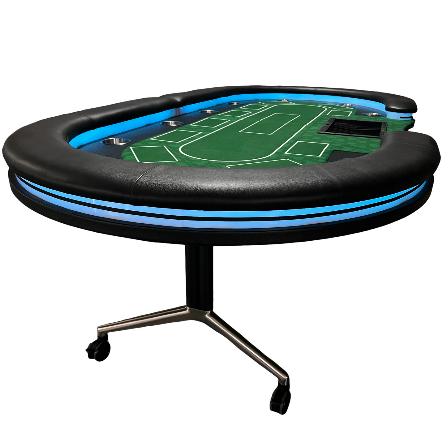95-inch Foldable Poker Table for 10 Players with Wheels and LED