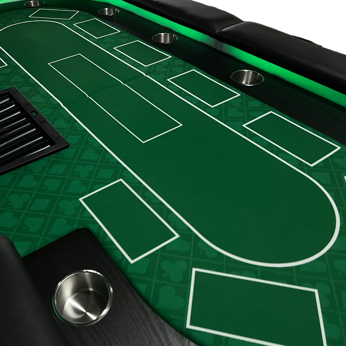 95-inch Foldable Poker Table for 10 Players with Wheels and LED