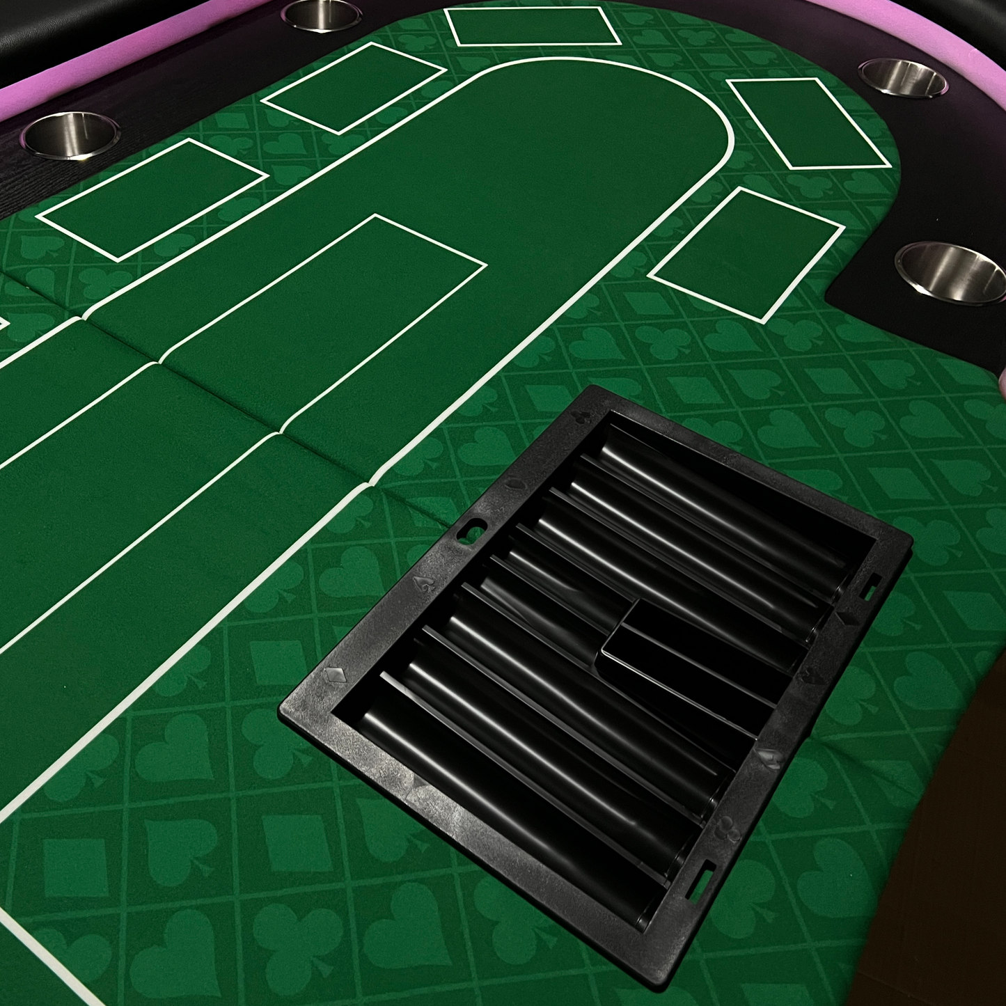 95-inch Foldable Poker Table for 10 Players with Wheels and LED