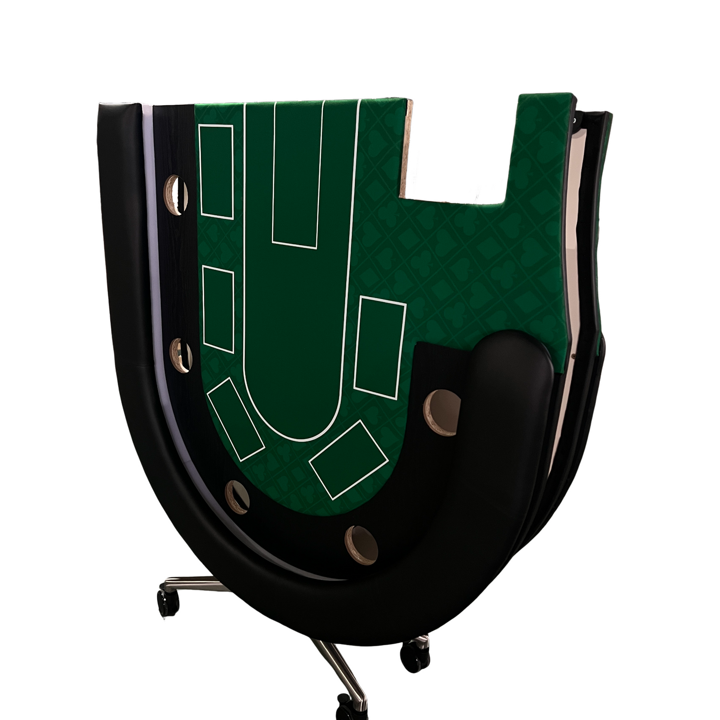 95-inch Foldable Poker Table for 10 Players with Wheels and LED