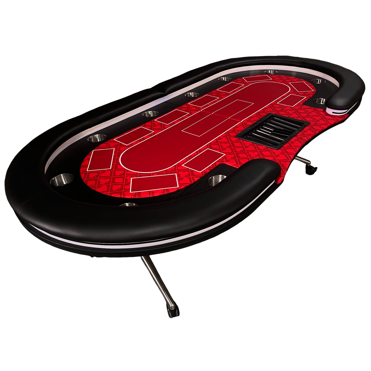 95-inch Foldable Poker Table for 10 Players with Wheels and LED