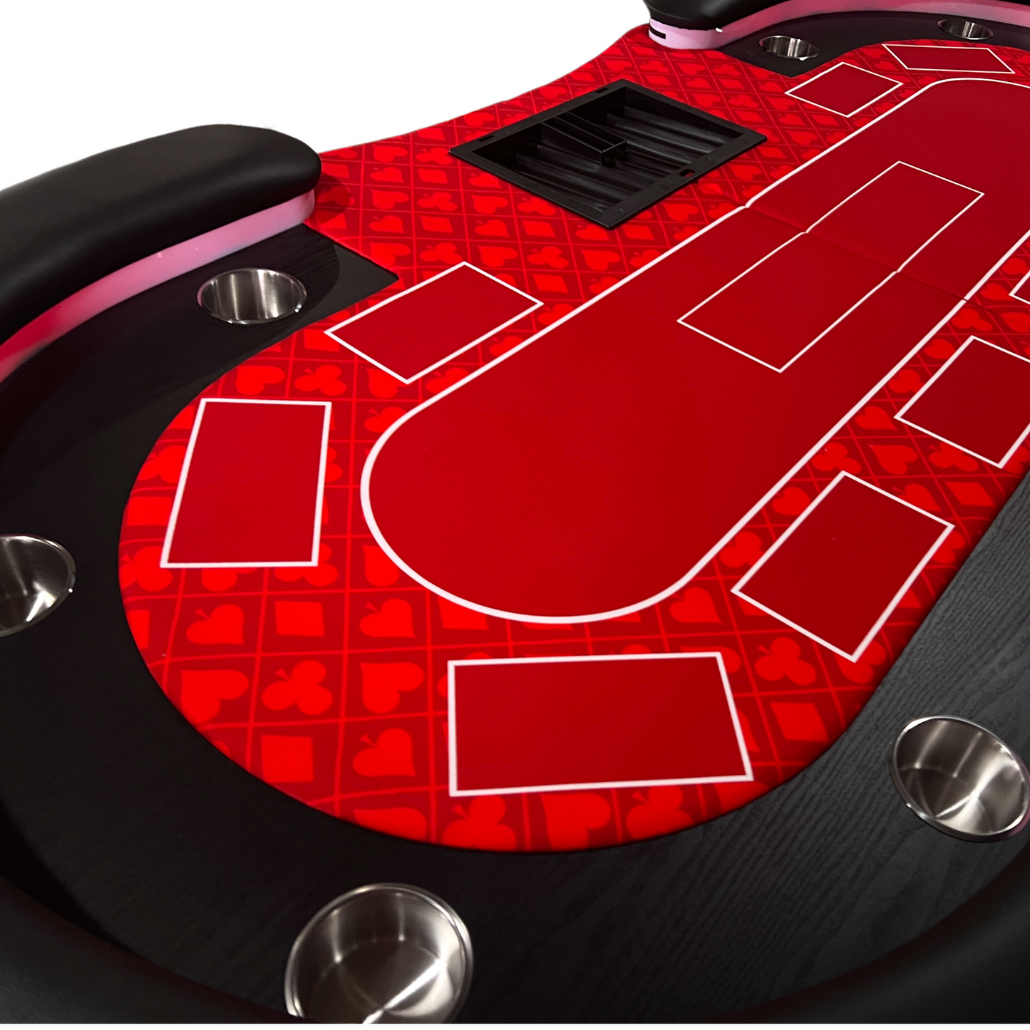 95-inch Foldable Poker Table for 10 Players with Wheels and LED