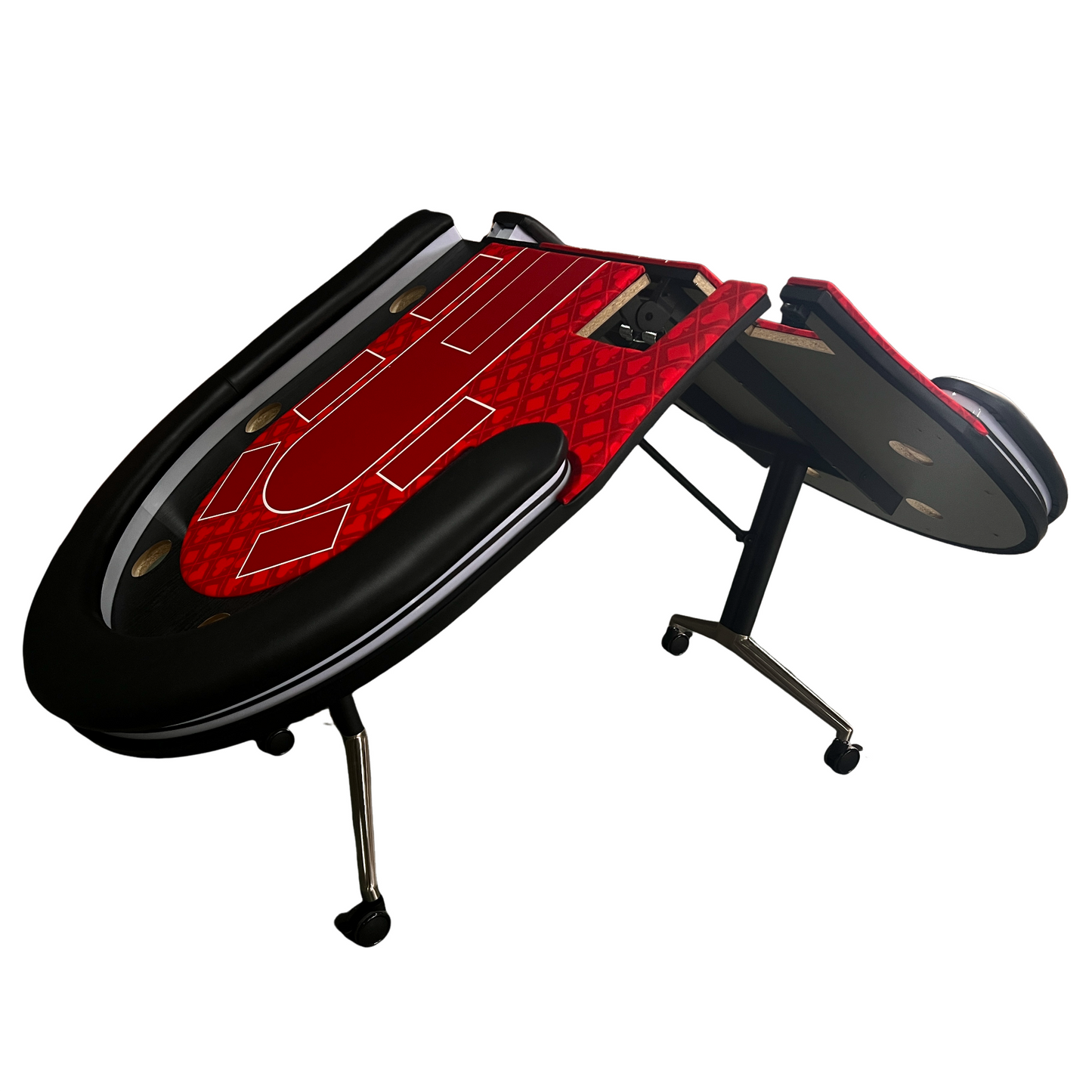 95-inch Foldable Poker Table for 10 Players with Wheels and LED