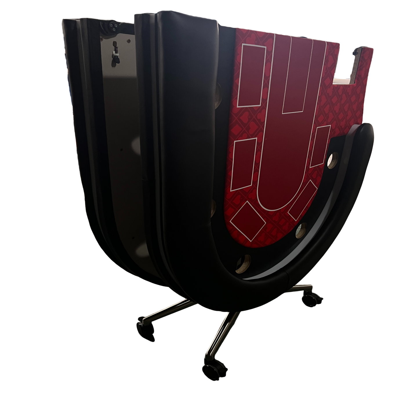 95-inch Foldable Poker Table for 10 Players with Wheels and LED