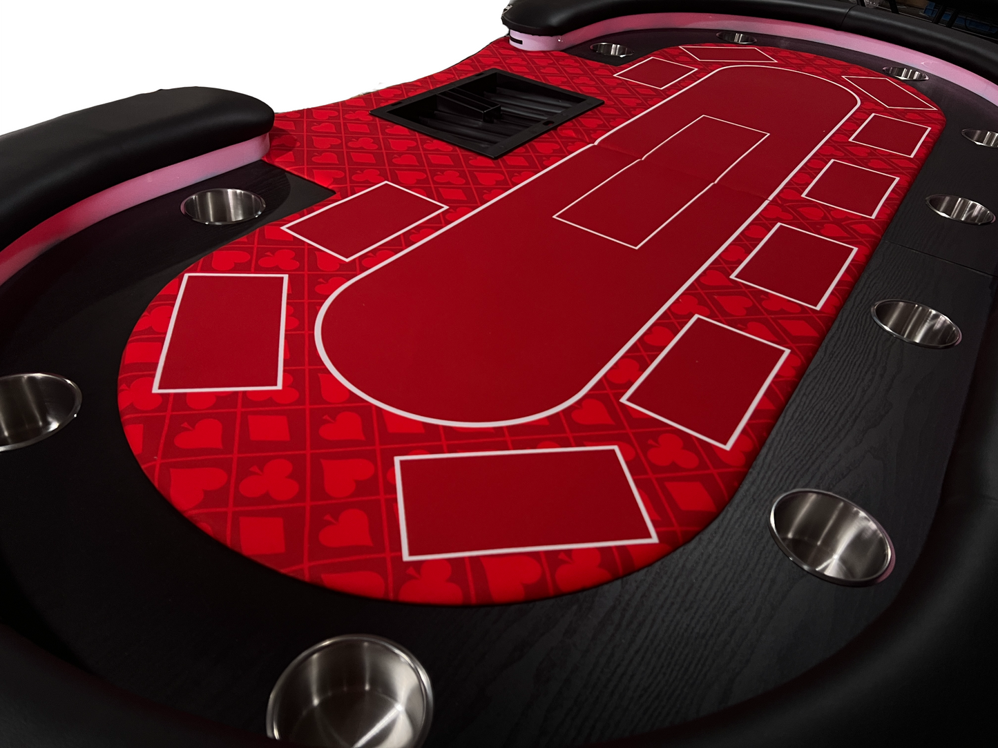 95-inch Foldable Poker Table for 10 Players with Wheels and LED