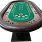 96" 10 Player Casino Poker Table Oval Premium Brown & Green Speed Cloth Texas Holdem with Dimmable LED