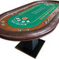 96" 10 Player Casino Poker Table Oval Premium Brown & Green Speed Cloth Texas Holdem with Dimmable LED