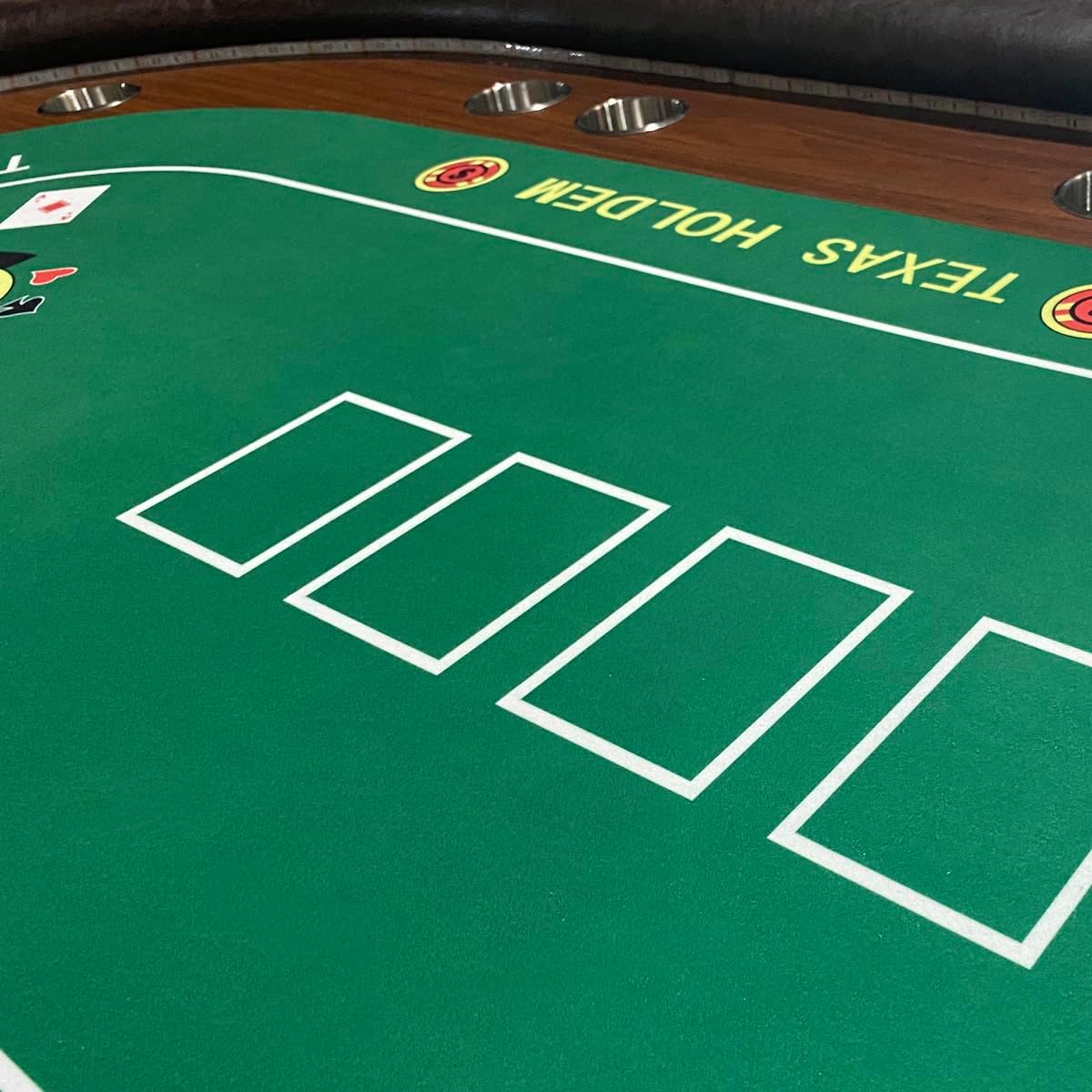 96" 10 Player Casino Poker Table Oval Premium Brown & Green Speed Cloth Texas Holdem with Dimmable LED