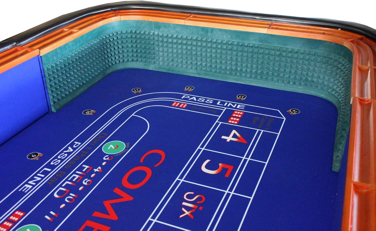 136" Deluxe Casino Dice Game Craps Poker Table BLUE with Diamond Pyramid Bumper Rubber